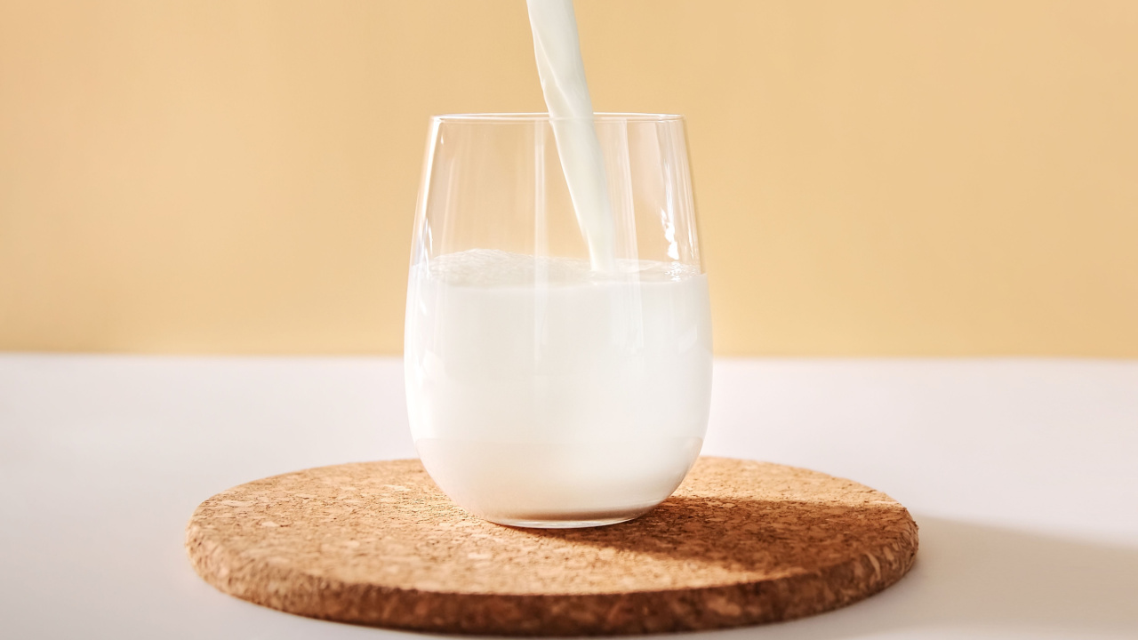 Glass of milk.