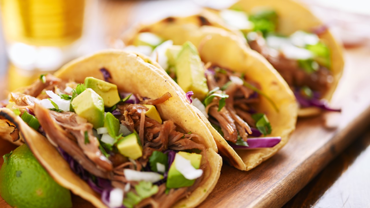 Row of tacos.