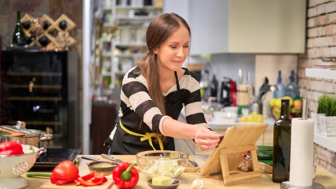 Woman cooking at home
