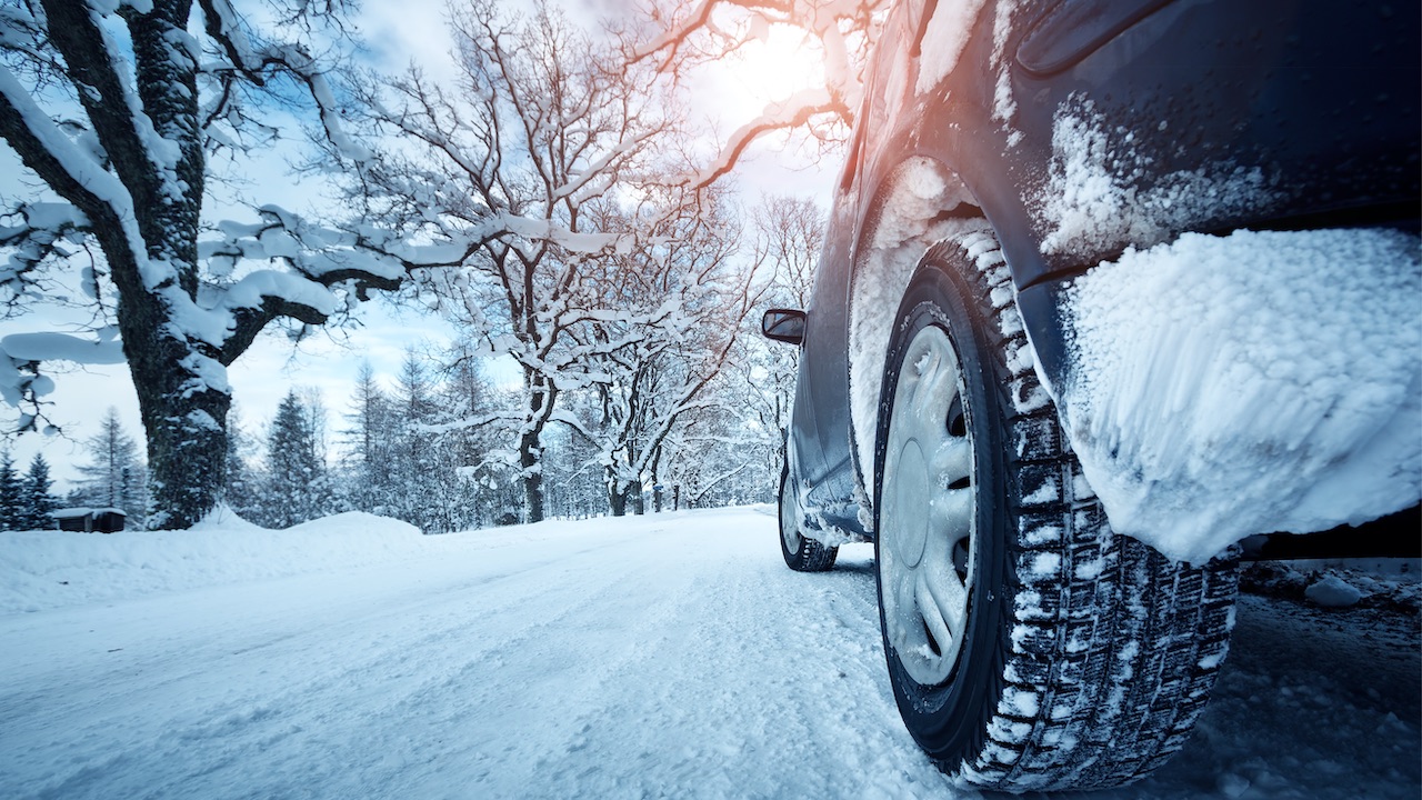 Car traveling in snow