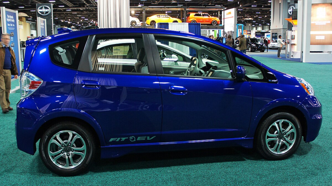 Blue 2013 Honda Fit on display