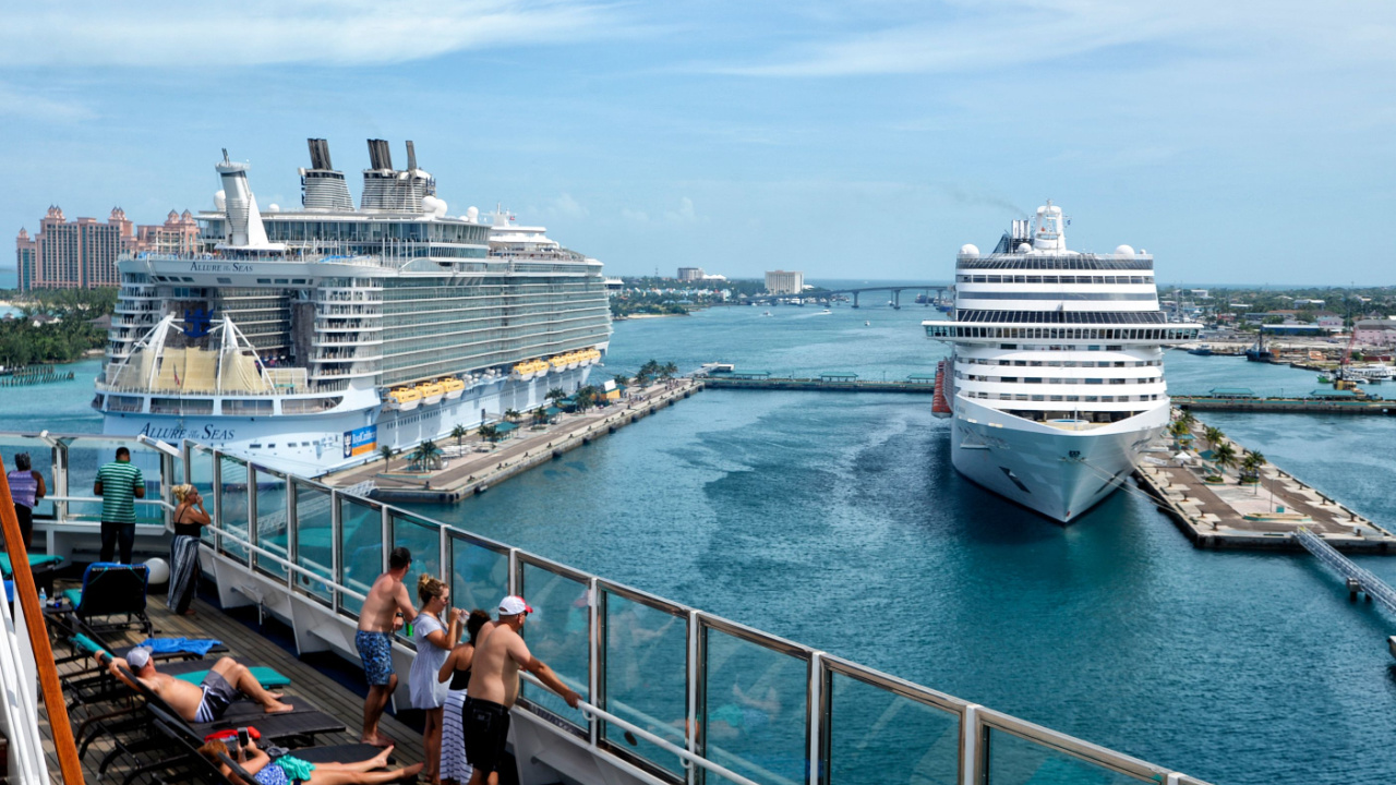 cruise ships at dock in a port
