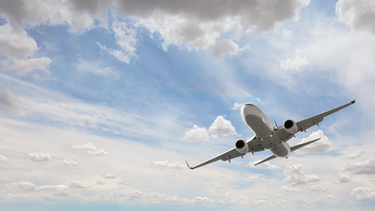 Airplane in the sky.