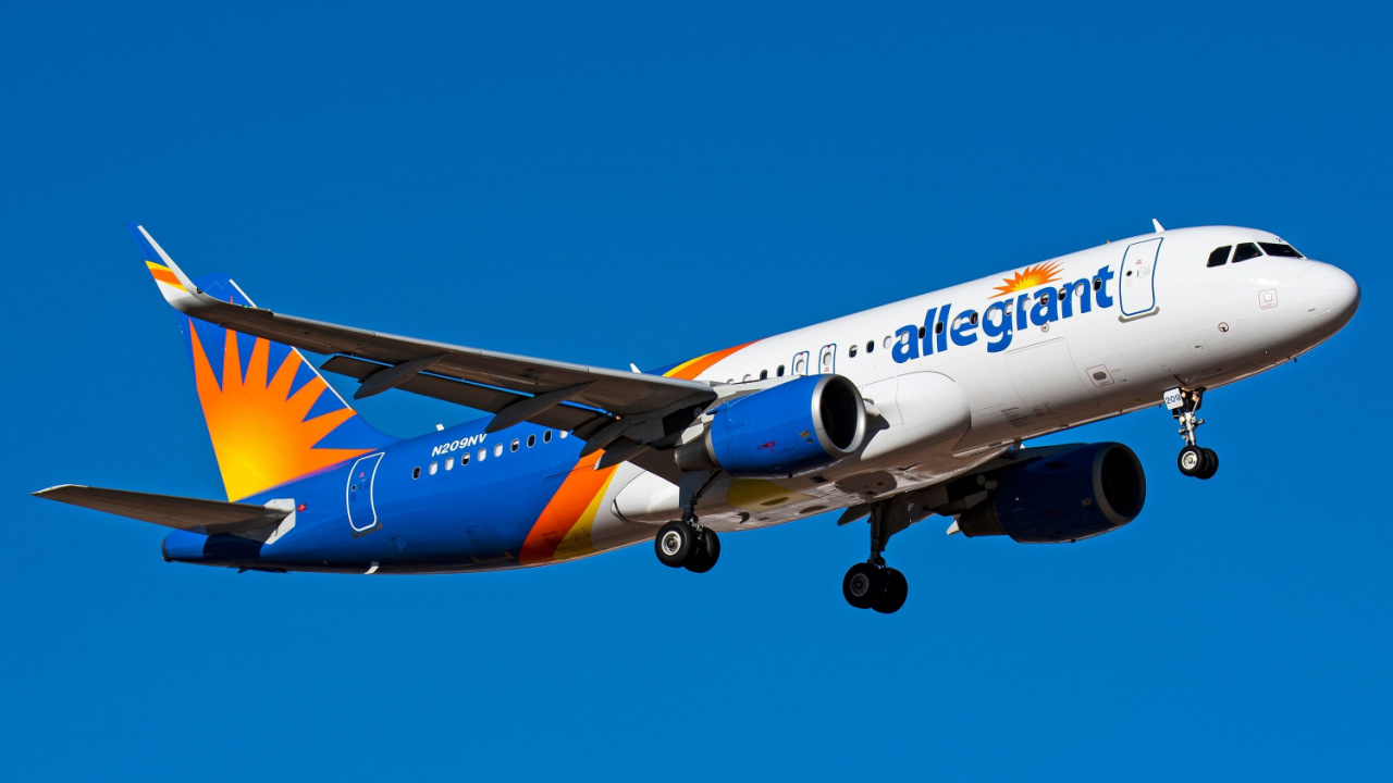 Allegiant plane in the sky.