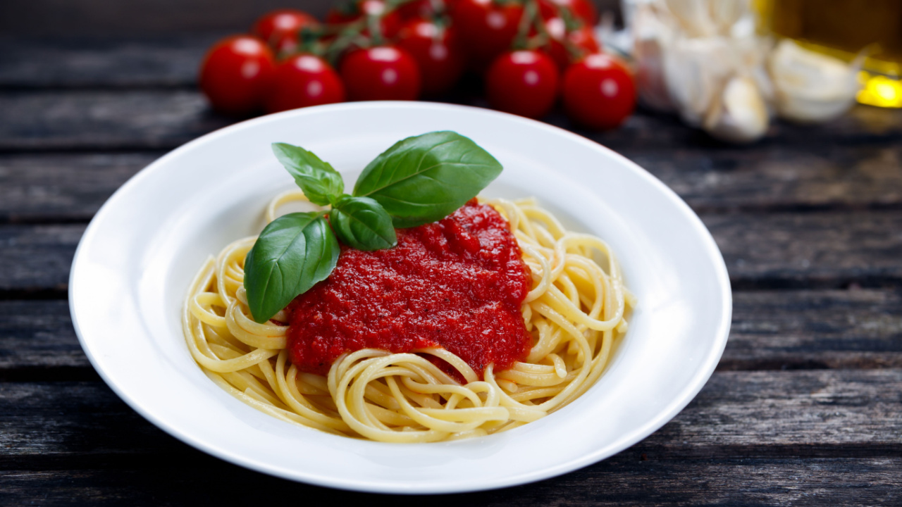 A plate of spaghetti.