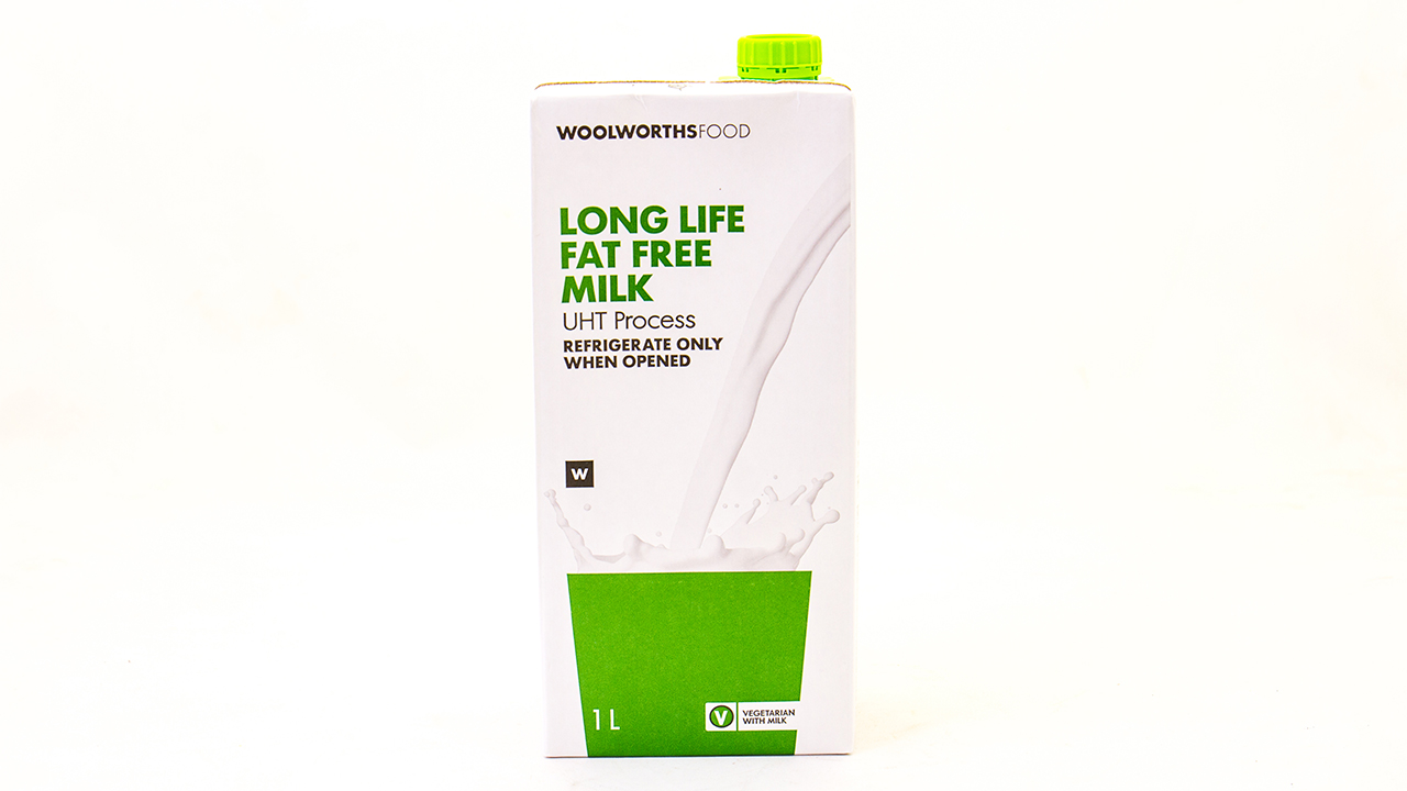 long life fat free milk isolated on a white background image in horizontal format