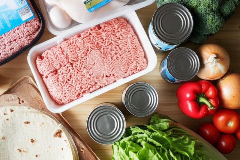 Meal prep grocery haul showing all the ingredients for Week 1